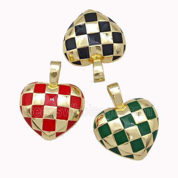 Copper Heart Pendant Enamel Gold Plated Mixed