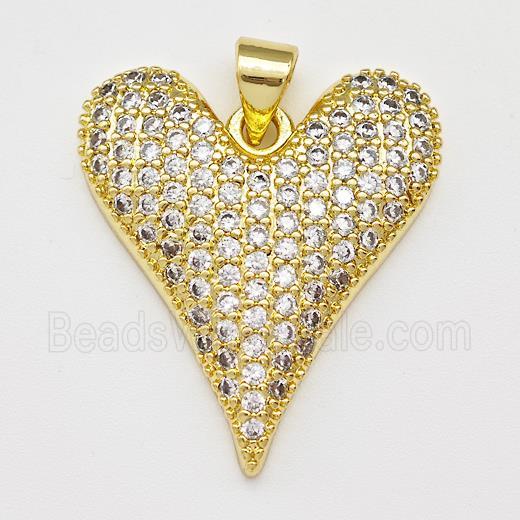 Copper Heart Pendant Micro Pave Zirconia Gold Plated