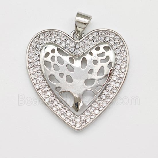 Copper Heart Pendant Micro Pave Zirconia Tree Of Life Platinum Plated