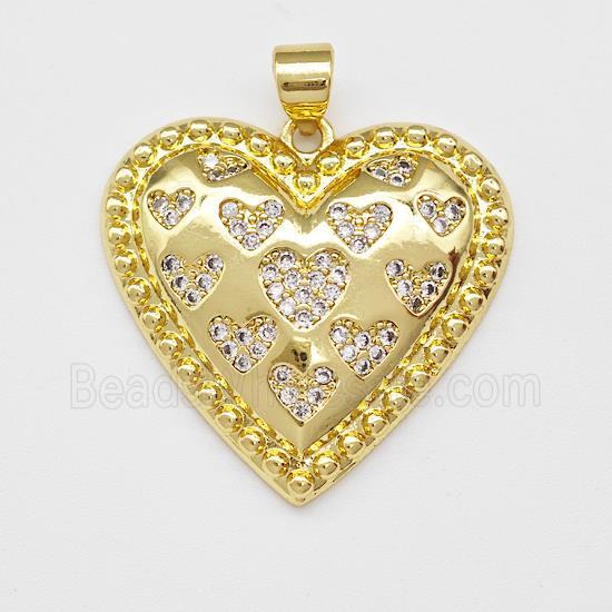 Copper Heart Pendant Micro Pave Zirconia Gold Plated
