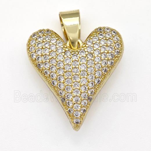 Copper Heart Pendant Micro Pave Zirconia Gold Plated