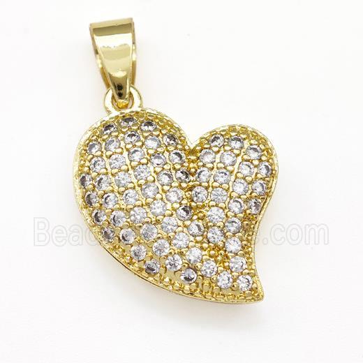 Copper Heart Pendant Micro Pave Zirconia Gold Plated