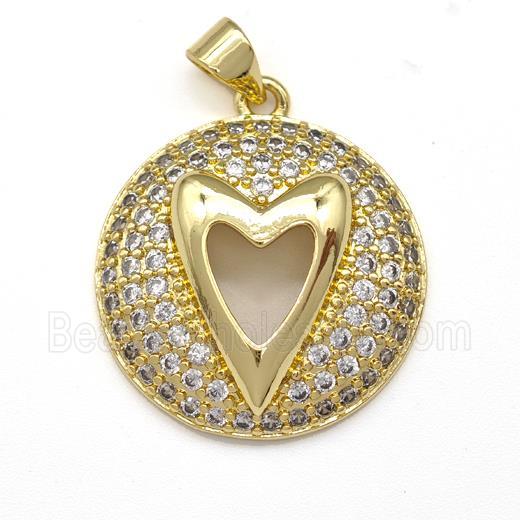 Copper Heart Pendant Micro Pave Zirconia Gold Plated