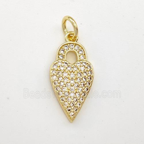 Copper Heart Pendant Micro Pave Zirconia Gold Plated