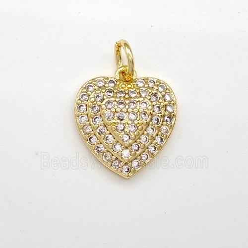 Copper Heart Pendant Micro Pave Zirconia Gold Plated