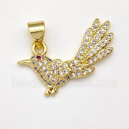 Copper Birds Pendant Micro Pave Zirconia Gold Plated