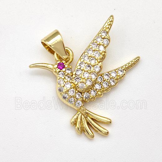 Copper Birds Pendant Micro Pave Zirconia Gold Plated