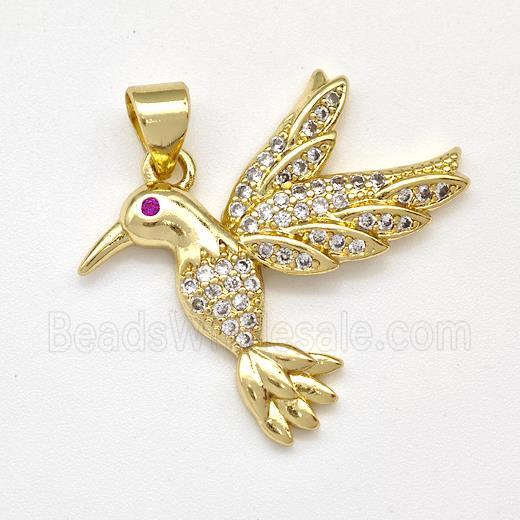 Copper Birds Pendant Micro Pave Zirconia Gold Plated