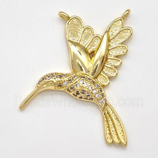Copper Birds Pendant Micro Pave Zirconia 2loops Gold Plated