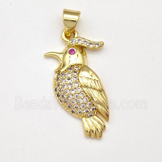 Copper Parrot Birds Pendant Micro Pave Zirconia Gold Plated