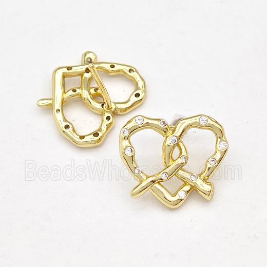 Copper Heart Stud Earring Pave Zirconia Gold Plated
