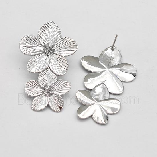 Copper Flower Stud Earring Platinum Plated