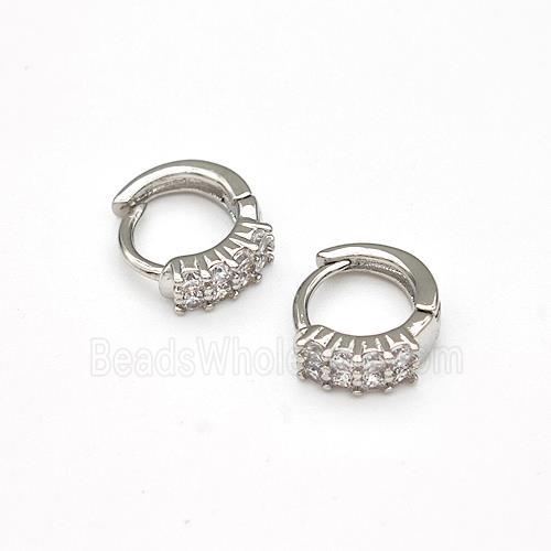 Copper Hoop Earrings Pave Zirconia Platinum Plated