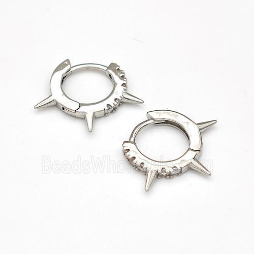 Copper Spike Hoop Earrings Pave Zirconia Piercing Septum Platinum Plated