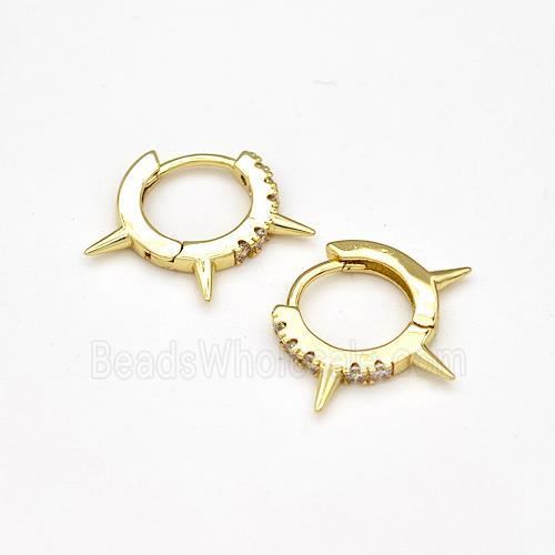 Copper Spike Hoop Earrings Pave Zirconia Piercing Septum Gold Plated