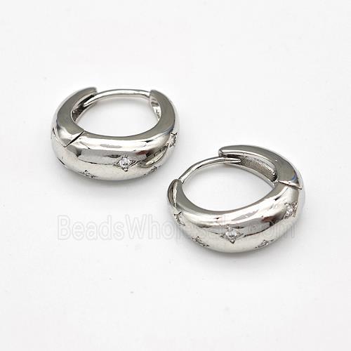 Copper Hoop Earrings Pave Zirconia Platinum Plated