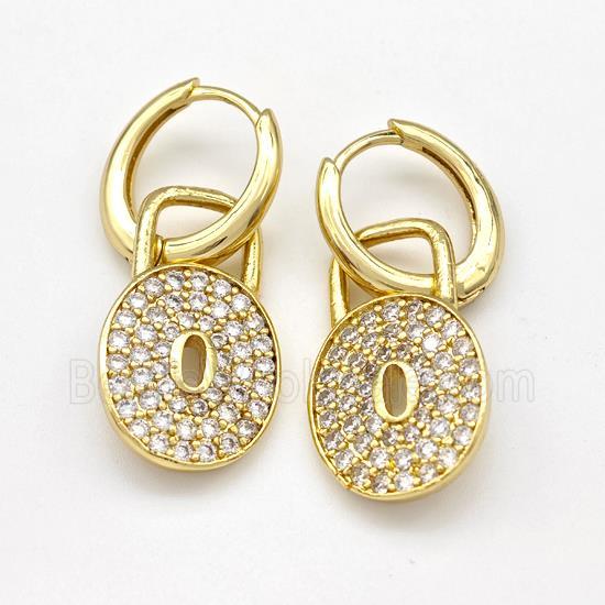 Copper Hoop Earring Padlock Pave Zirconia Gold Plated