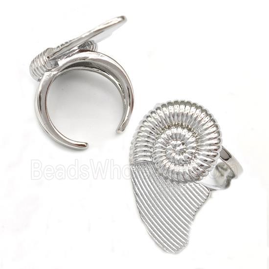 Copper Nautilus Ring Conch Shell Platinum Plated