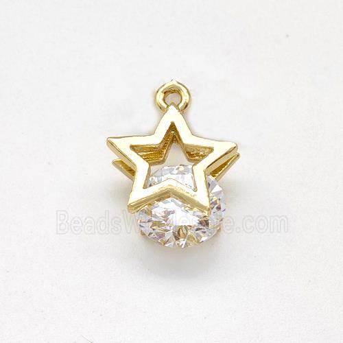 Copper Star Pendant With Zirconia Gold Plated