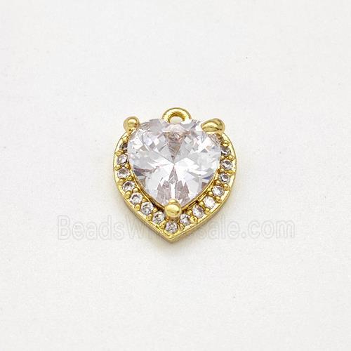 Copper Heart Pendant Micro Pave Zirconia Gold Plated