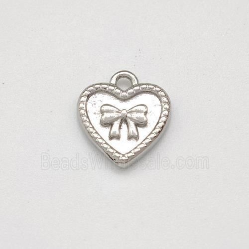Copper Heart Pendant Bowknot Platinum Plated