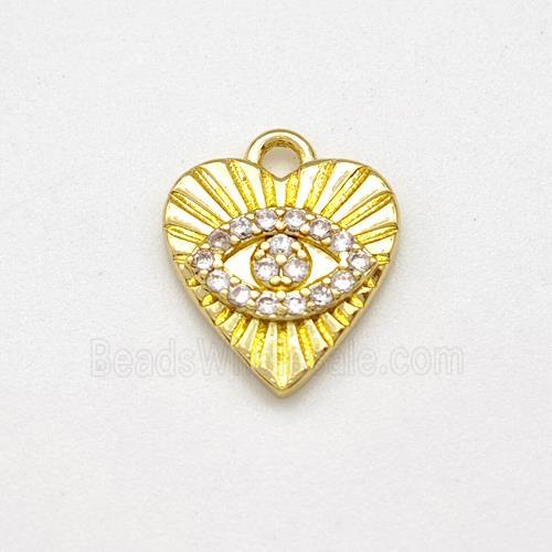 Copper Heart Pendant Evil Eye Pave Zirconia Gold Plated