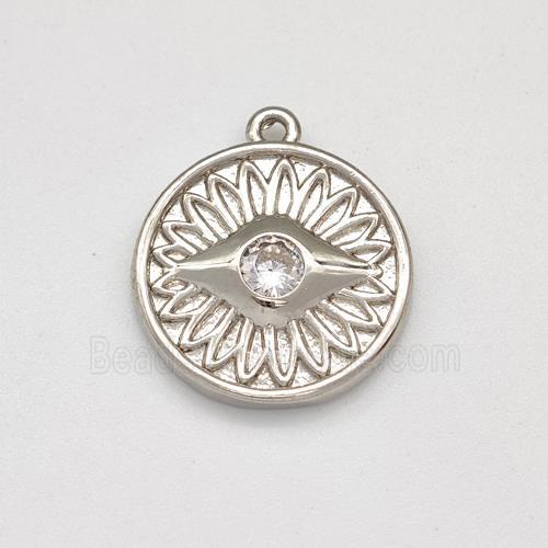 Copper Evil Eye Charms Pendant Pave Zirconia Platinum Plated
