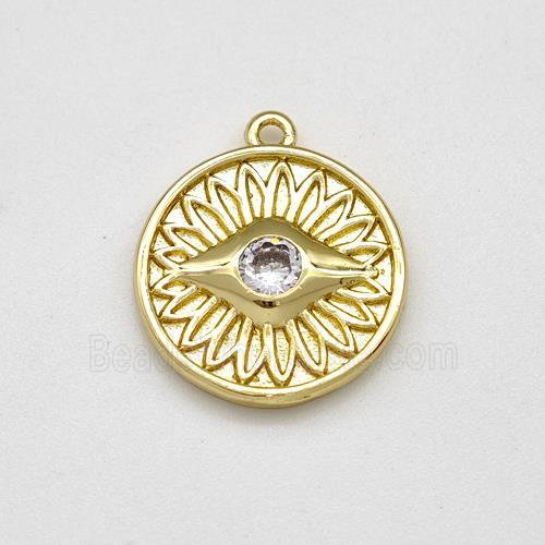 Copper Evil Eye Charms Pendant Pave Zirconia Gold Plated