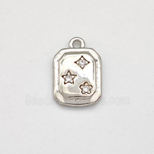 Copper Star Pendant Pave Zirconia Platinum Plated