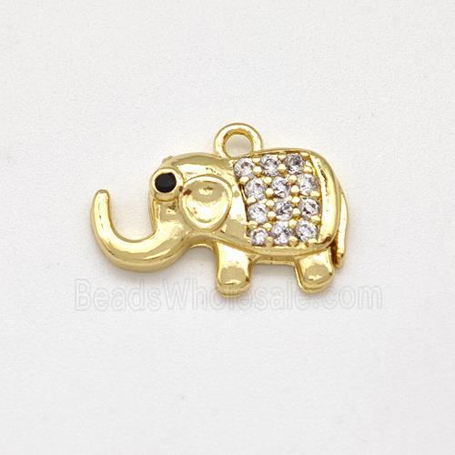 Copper Elephant Pendant Micro Pave Zirconia Gold Plated