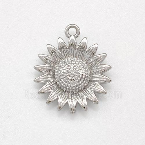 Copper Sunflower Pendant Platinium Plated