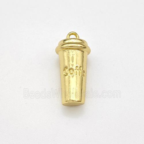 Coffee Cup Charms Copper Pendant Gold Plated
