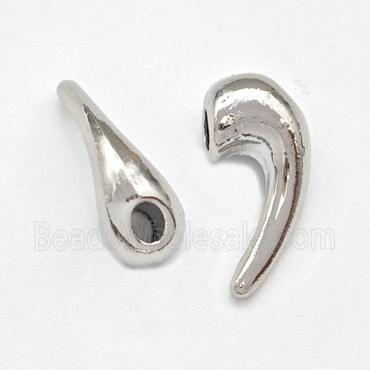 Comma Charms Copper Pendant Platinum Plated