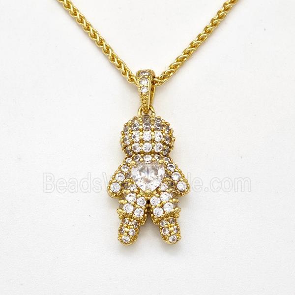 Copper Boy Kids Necklace Pave Zirconia Gold Plated