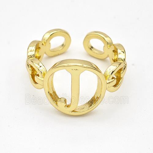 Copper Ring With Letter-J Gold Plated