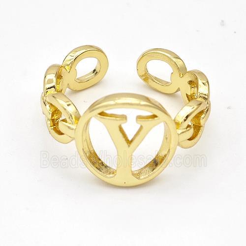 Copper Ring With Letter-Y Gold Plated