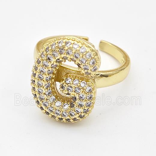 Copper Ring Pave Zirconia Letter-G Gold Plated