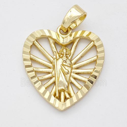Saint Jude Charms Copper Heart Pendant Gold Plated