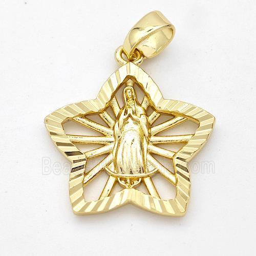 Virgin Mary Charms Copper Star Pendant Gold Plated