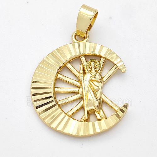 Saint Jude Charms Copper Moon Pendant Gold Plated