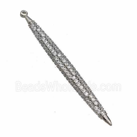 Copper Spike Pendant Micropave Zirconia Platinum Plated