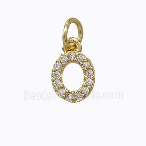 Copper Pendant Pave Zirconia Letter-O Gold Plated