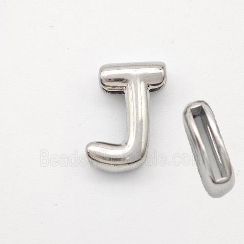 Copper Letter-J Beads Platinum Plated