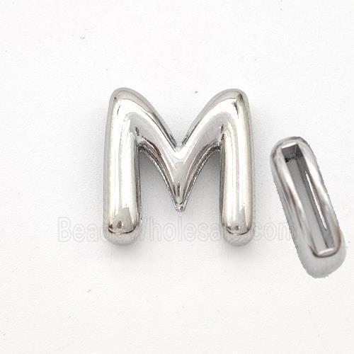 Copper Letter-M Beads Platinum Plated
