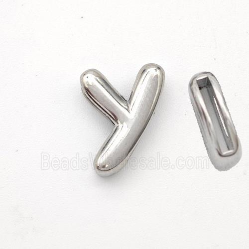 Copper Letter-U Beads Platinum Plated