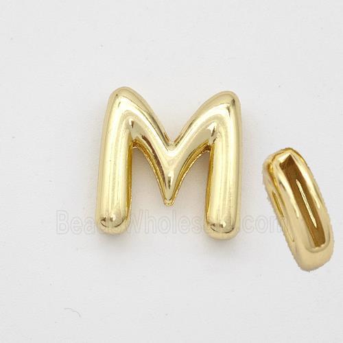 Copper Letter-M Beads Gold Plated