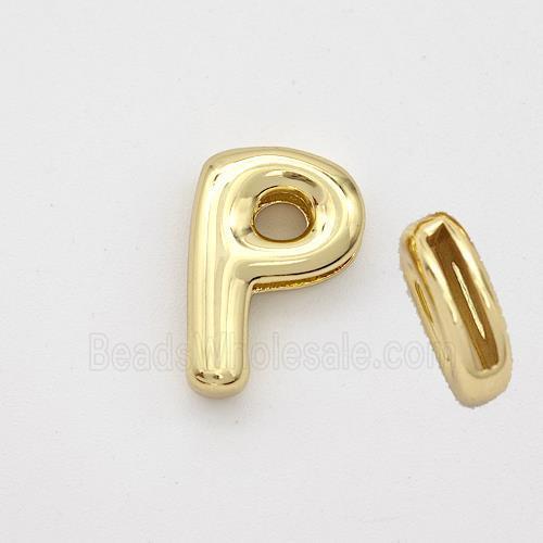 Copper Letter-P Beads Gold Plated