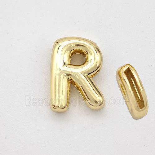Copper Letter-R Beads Gold Plated