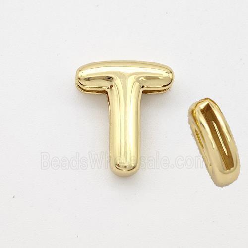 Copper Letter-T Beads Gold Plated