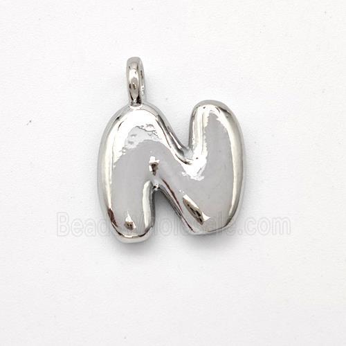 Copper Letter-N Pendant Platinum Plated
